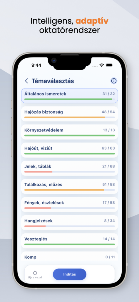 Hajózási vizsgafelkészítő app mobilon e-learning modul