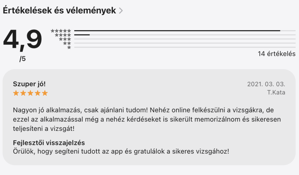 ★★★★★ 4,9/5 az App Store-ban 